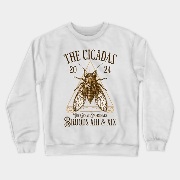 Cicadas 2024 - Brood XIX Brood XIII - Funny Cicada Lover Crewneck Sweatshirt by OrangeMonkeyArt